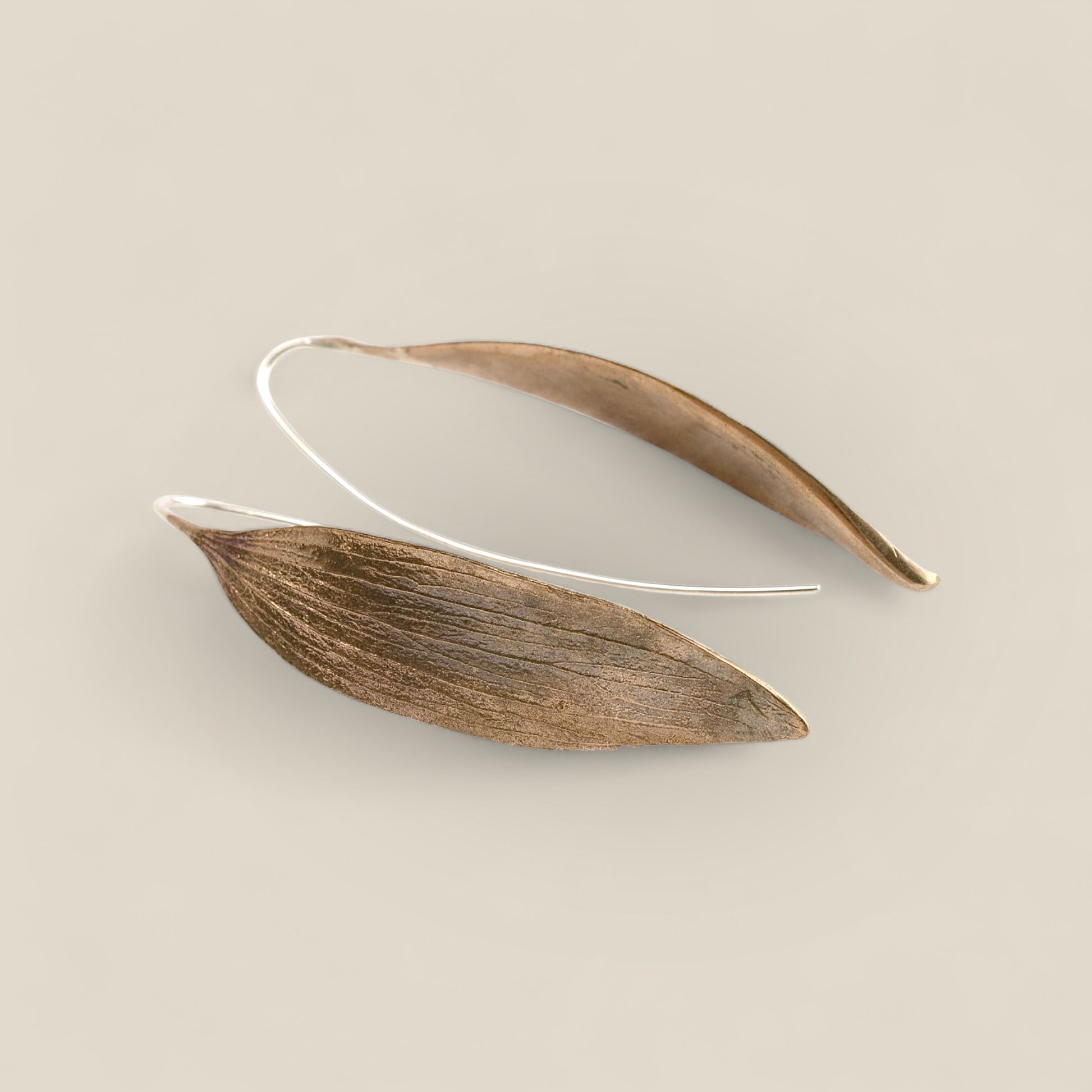Melaleuca leaf earrings bronze