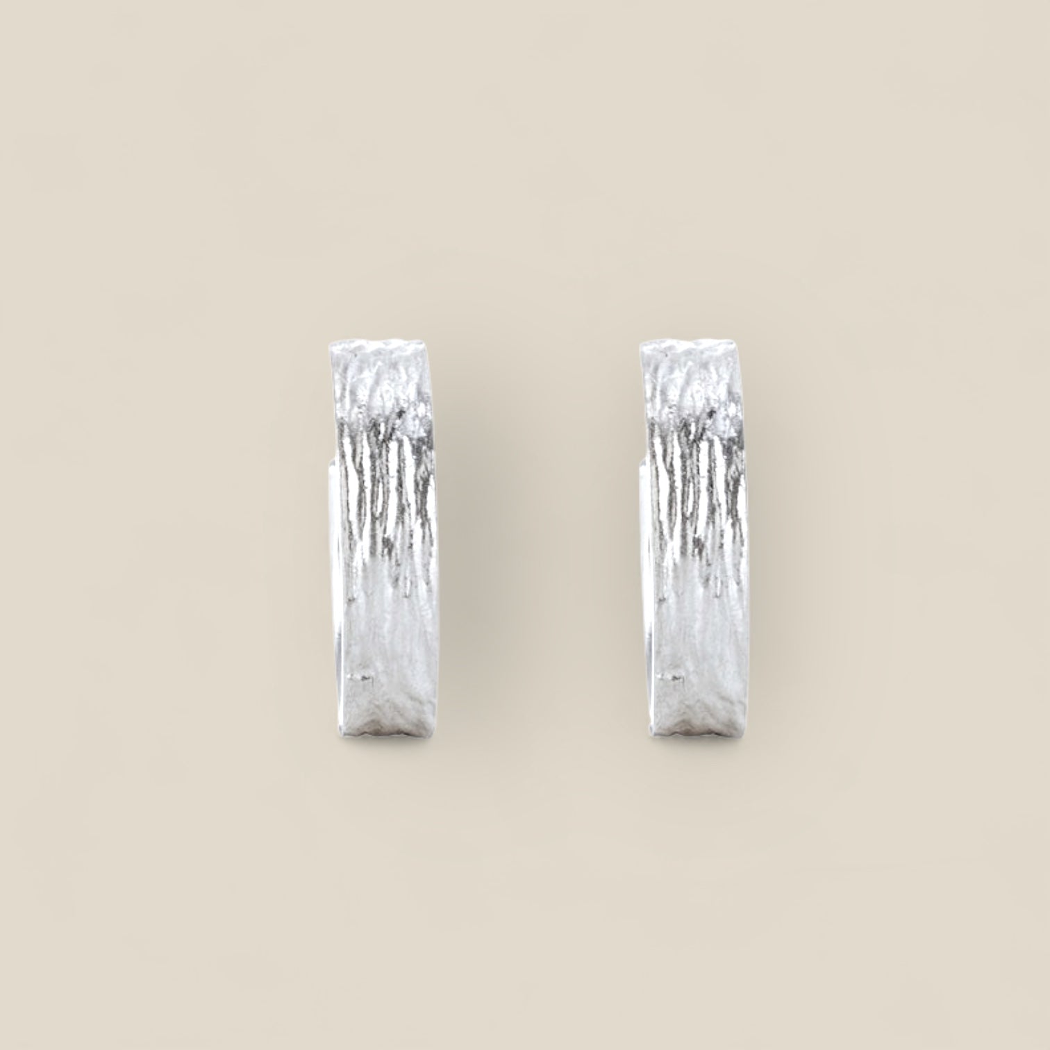 Eucalyptus bark hoop earrings silver