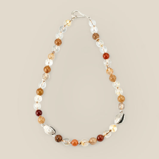 Grevillea and Golden Rutile Quartz Necklace