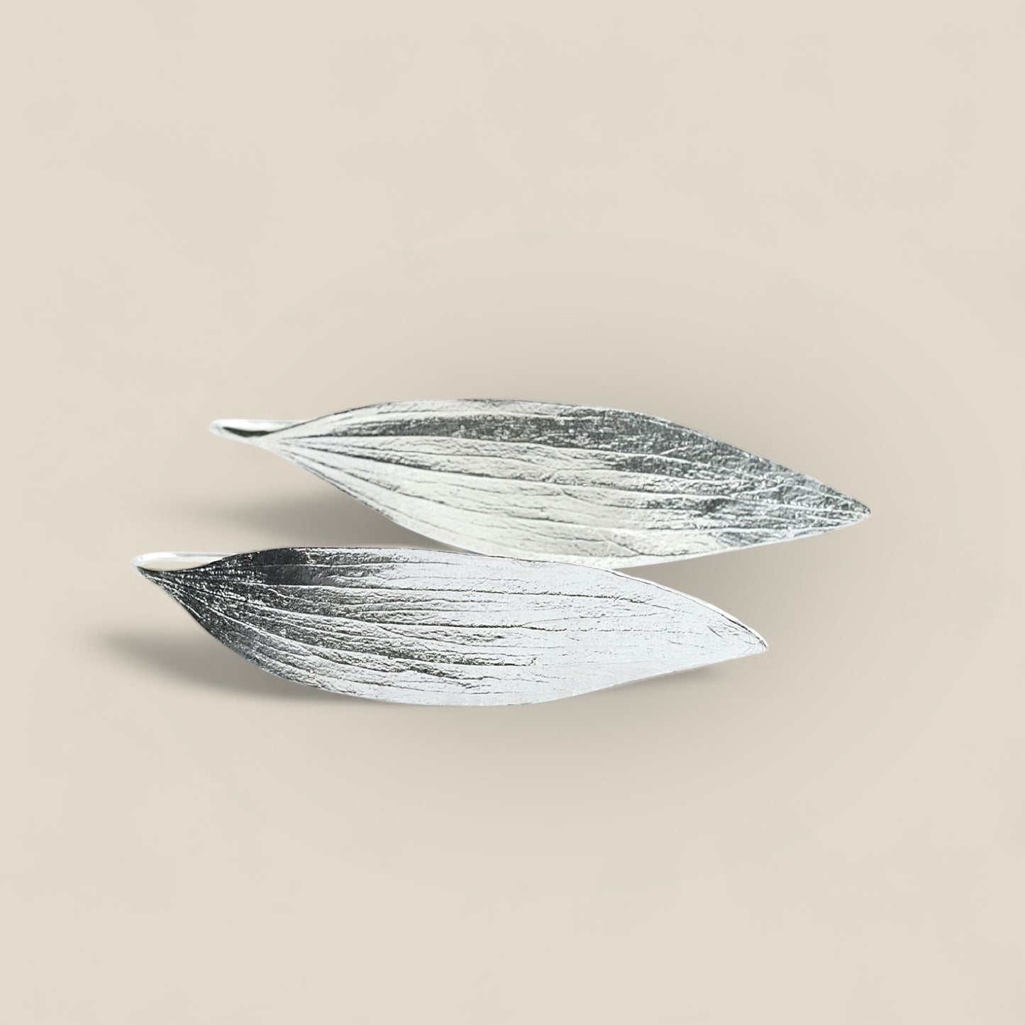 Silver melaleuca leaf earrings