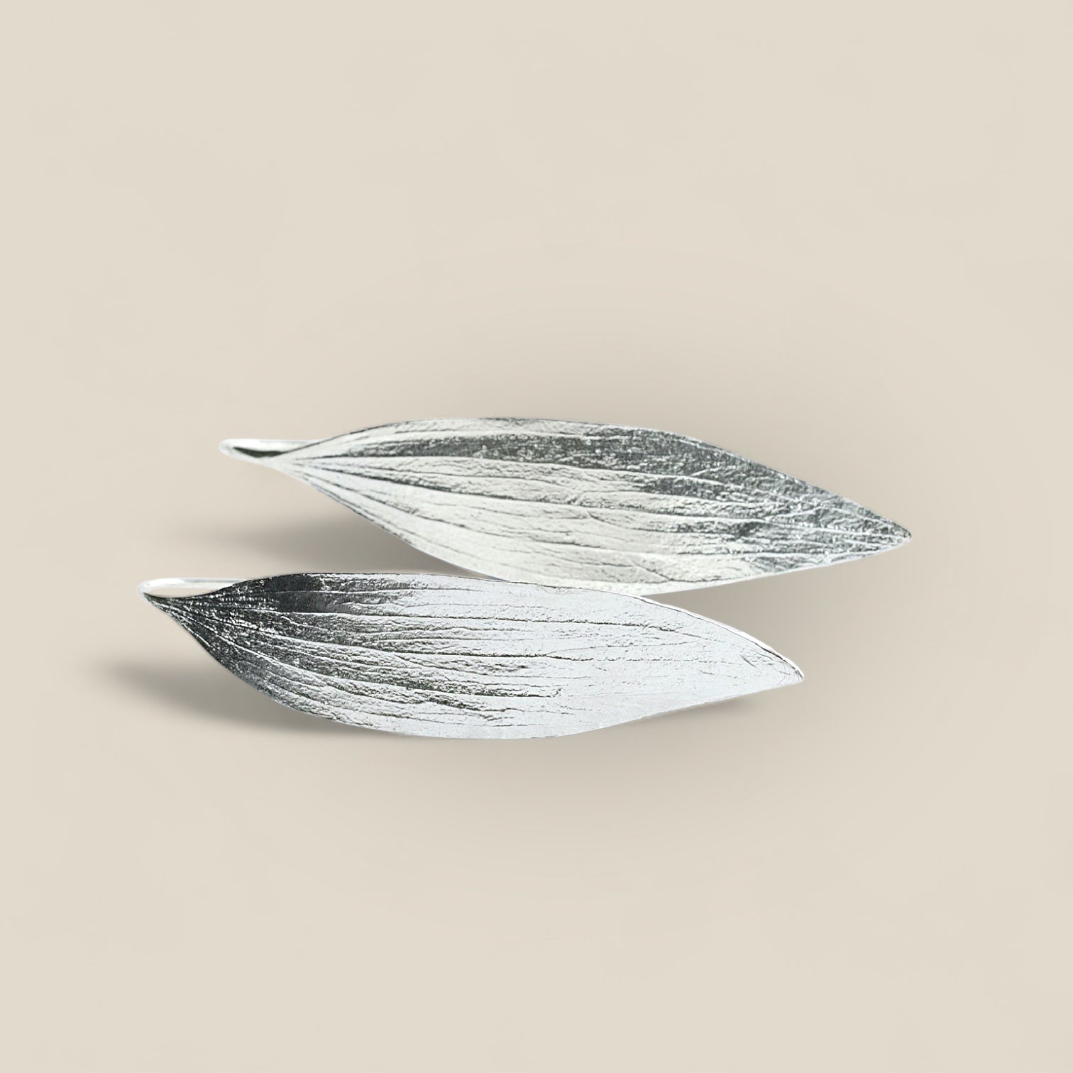 Silver melaleuca leaf earrings