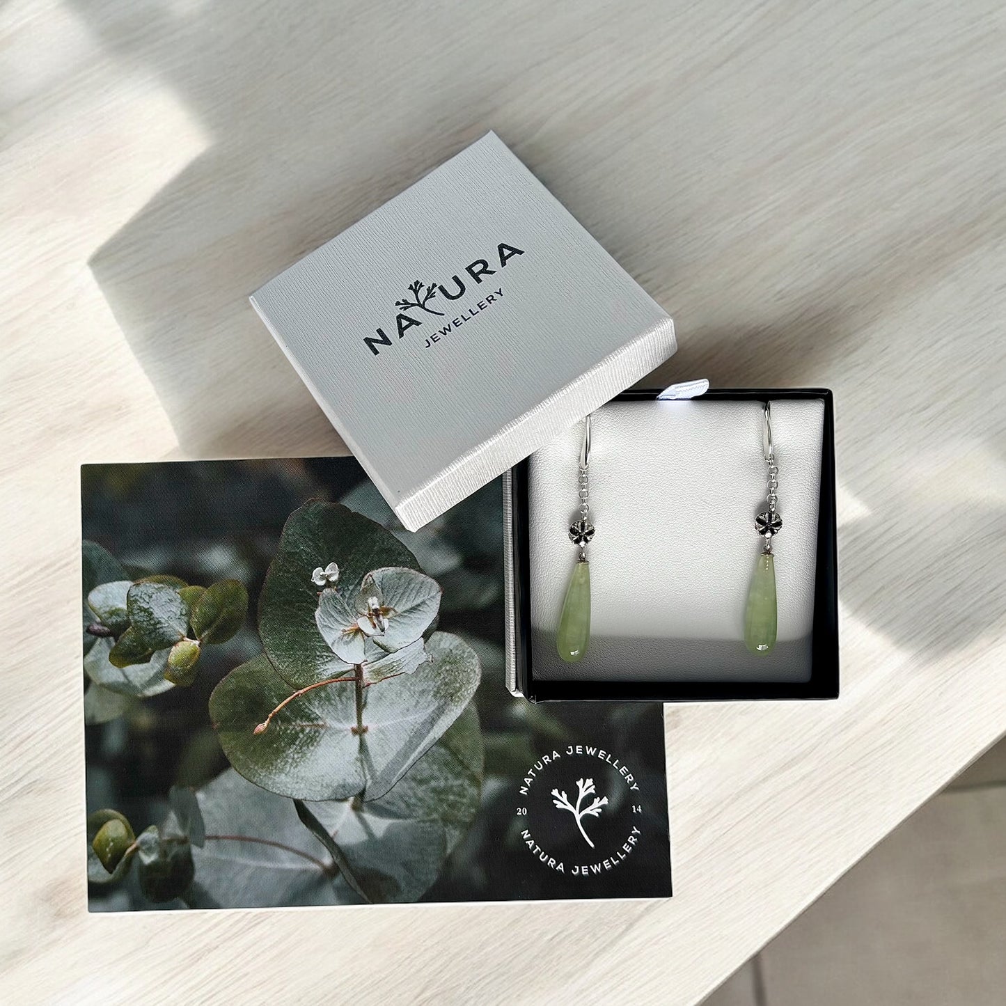 NATURA Coloured Gemstone and Tea Tree Drop Earrings