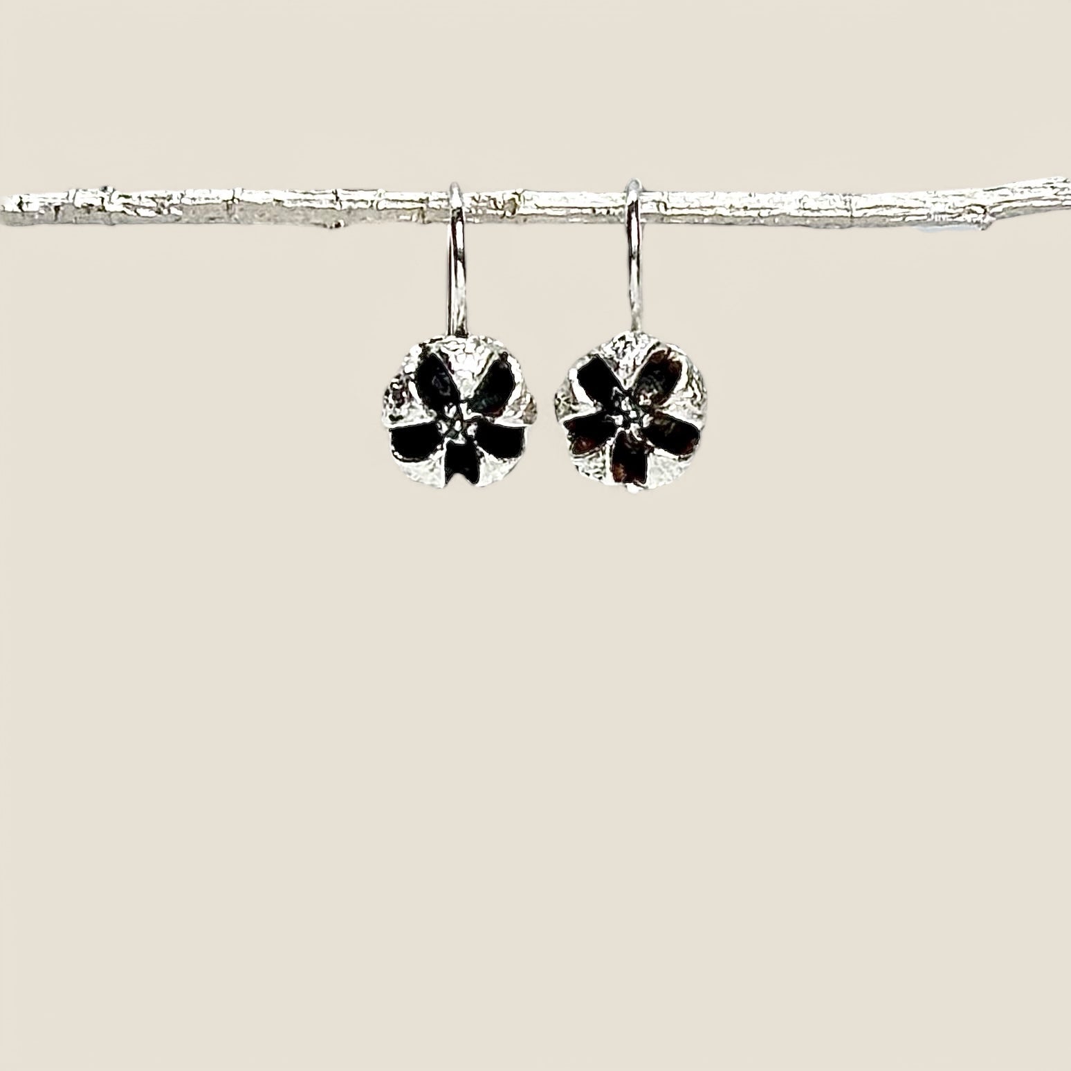 NATURA Tea Tree Seed Silver Hook Earrings