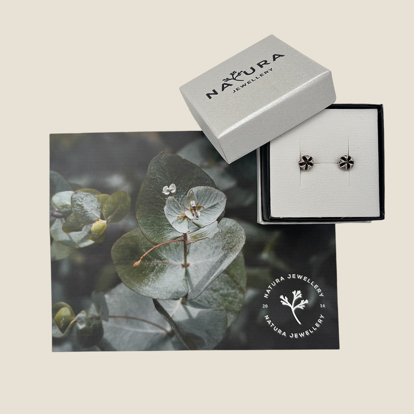 Sterling Silver Tea Tree Studs in Natura Packaging