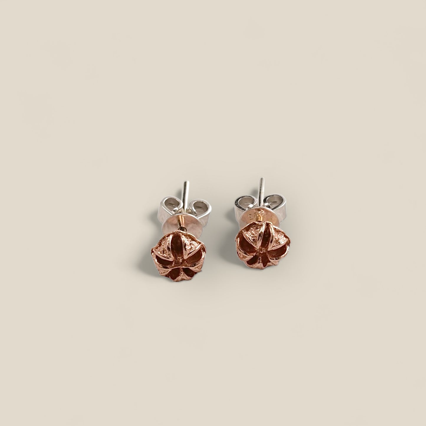 Tea Tree Stud Earrings Silver Rose Gold Plated
