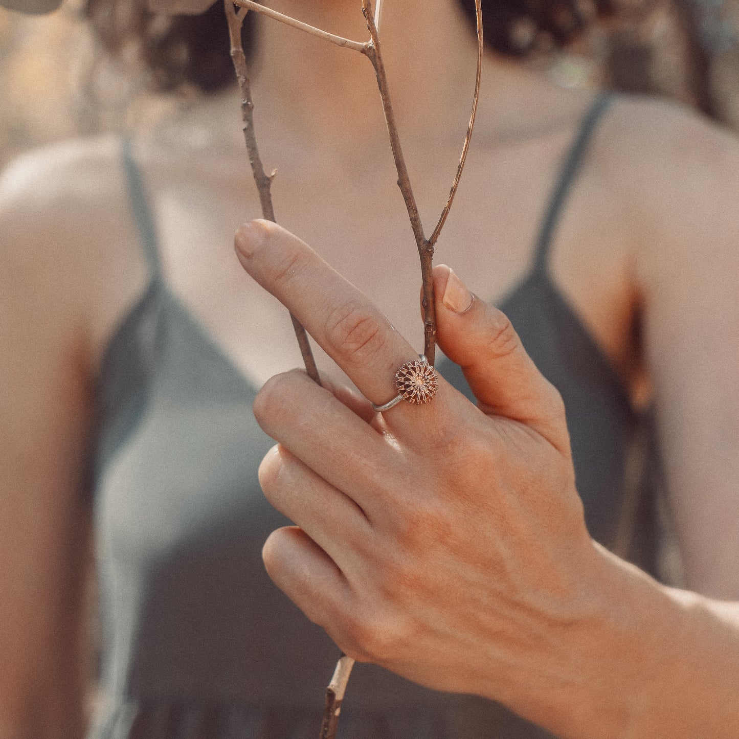 Samara Ring Rose Gold on model