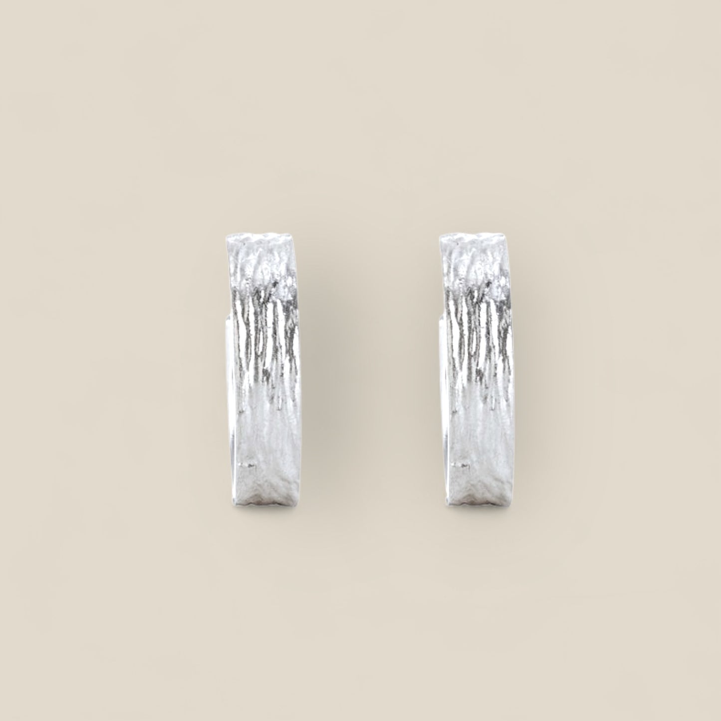 Eucalyptus bark hoop earrings silver
