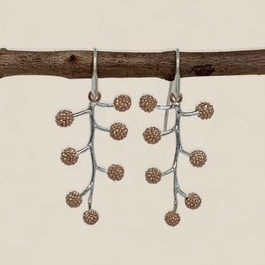Acacia Branch Earrings Sterling silver and Rose gold