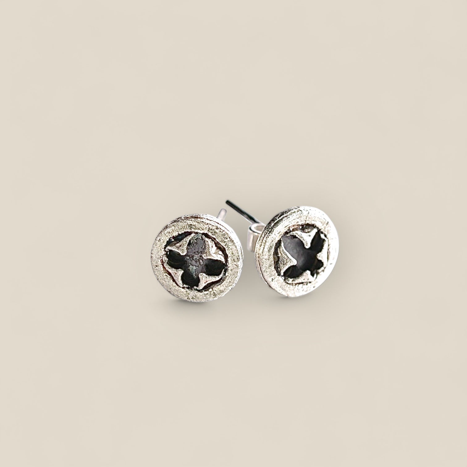 Euycalypt seed stud earrings Silver oxidised