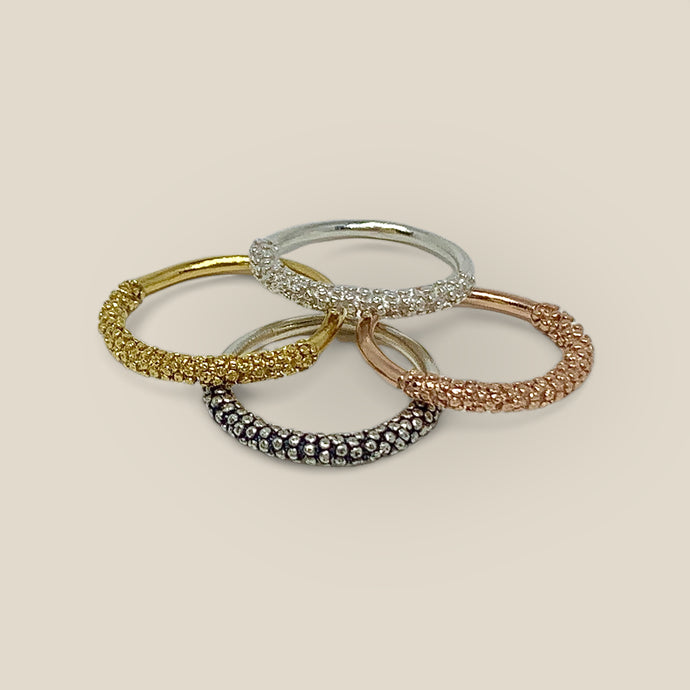 Acacia Rings in silver and 9ct gold