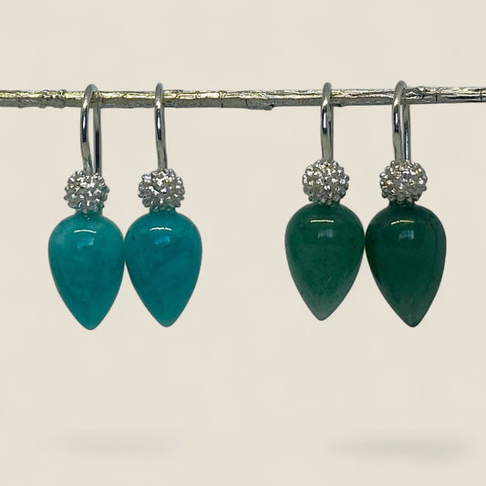 Acacia Drop Earrings with Coloured Gemstones