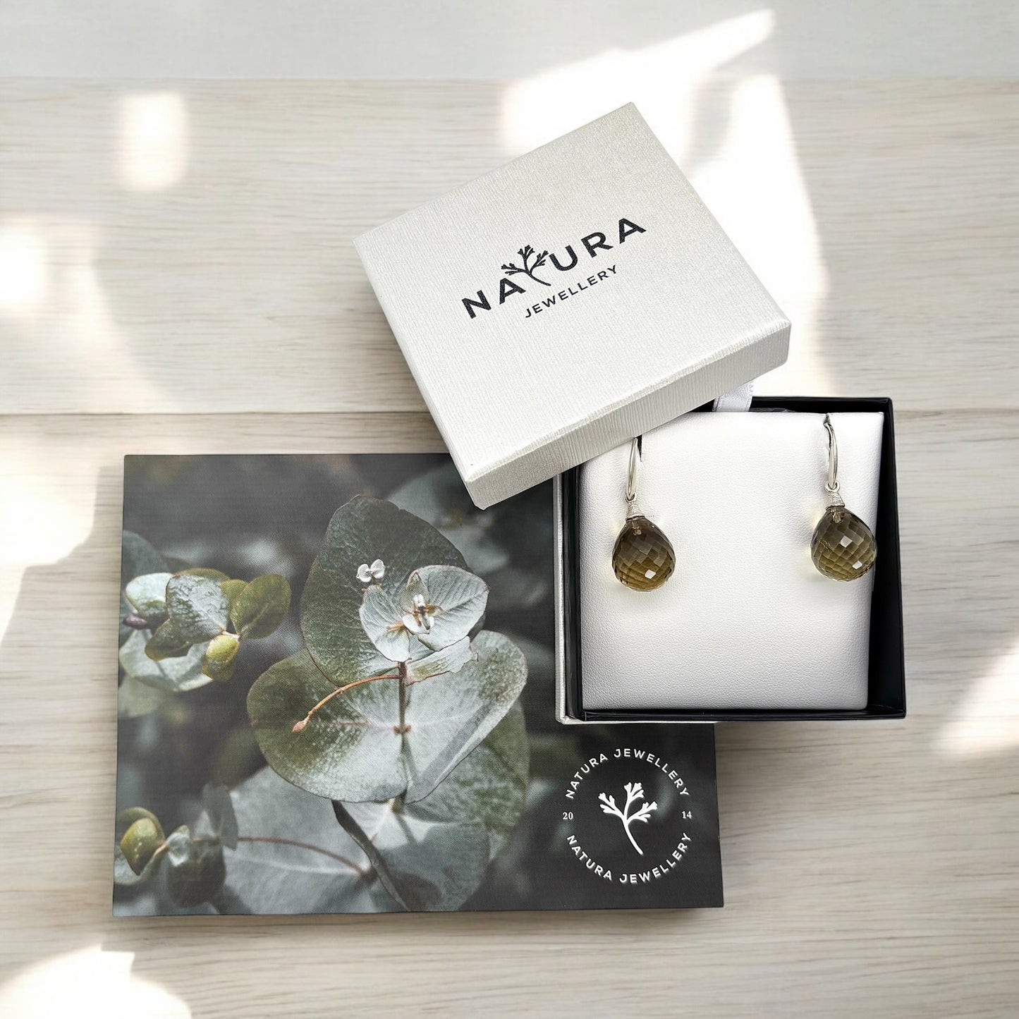 Citrine Briolette Drop Earrings in Natura Packaging 