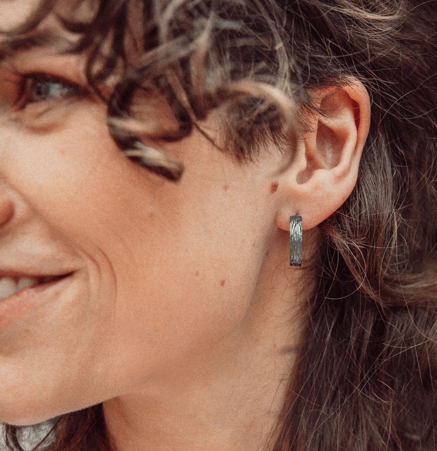 Eucalyptus bark hoop earrings 