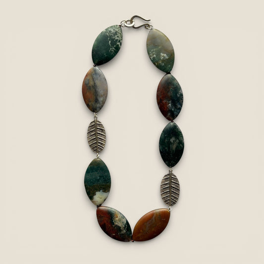 Banksia and Moss Agate Necklace 