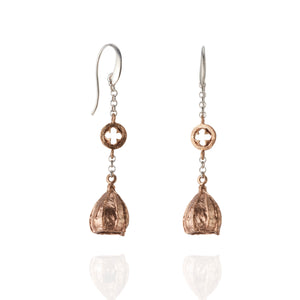 Gum nut drop earrings bronze