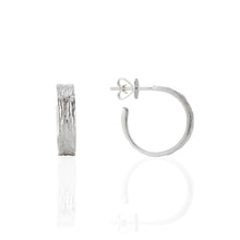 Load image into Gallery viewer, Eucalyptus silver hoop earrings