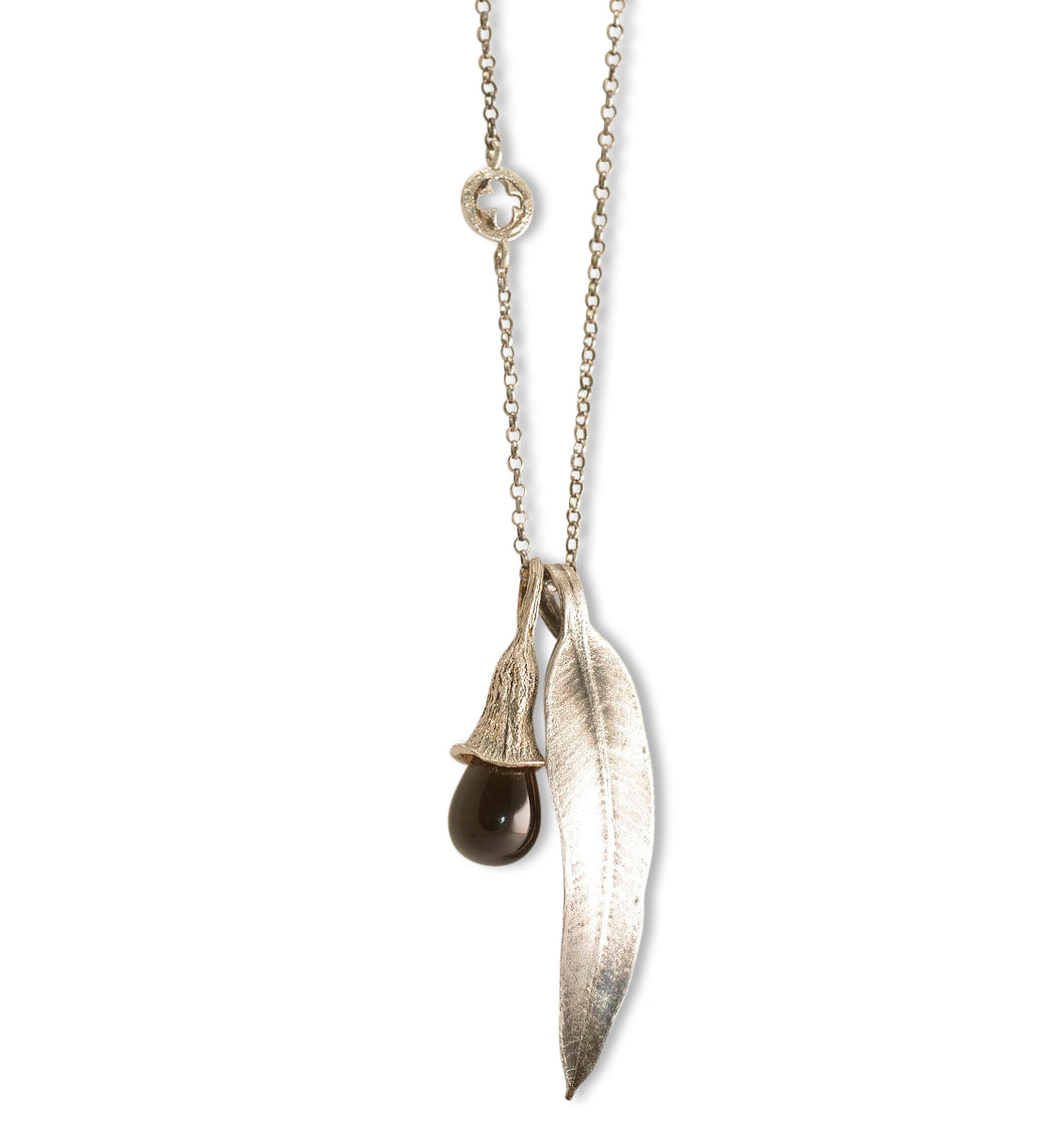 Natura silver eucalyptus charm necklace