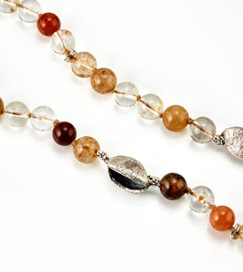 Grevillea pod and golden quartz necklace