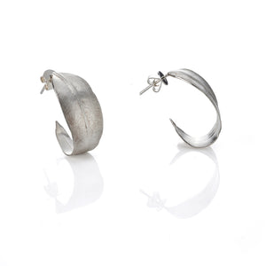 Gum leaf silver hoop earrings