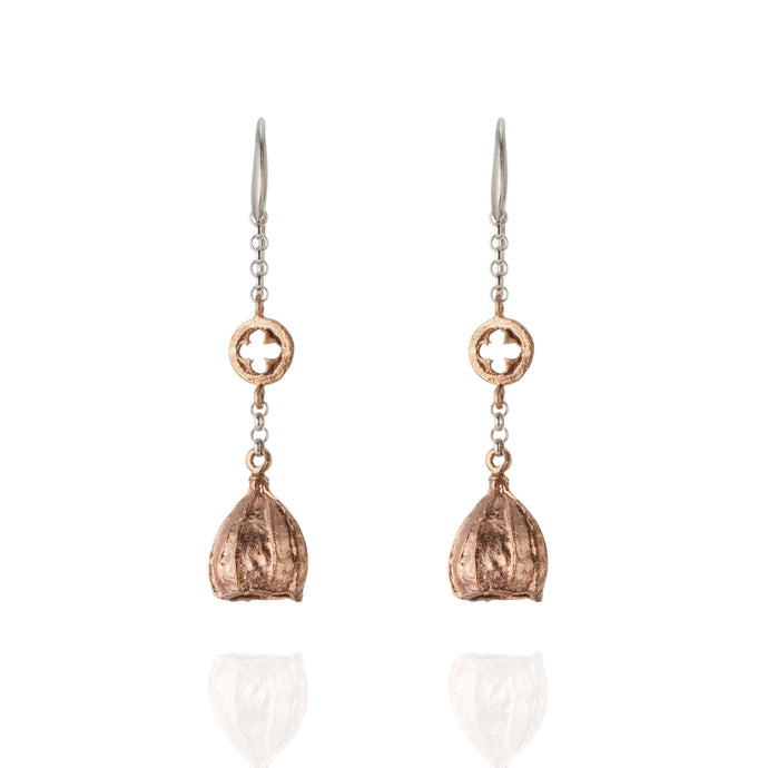 Gum nut drop earrings bronze