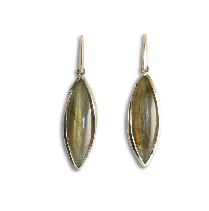 Melaleuca and labradorite silver earrings