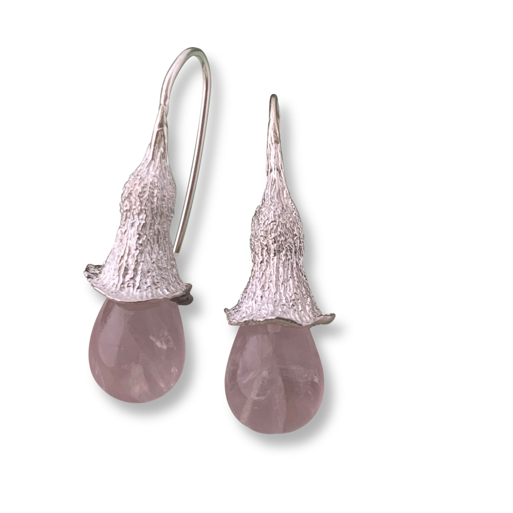 Mallee rose quartz drop earrings