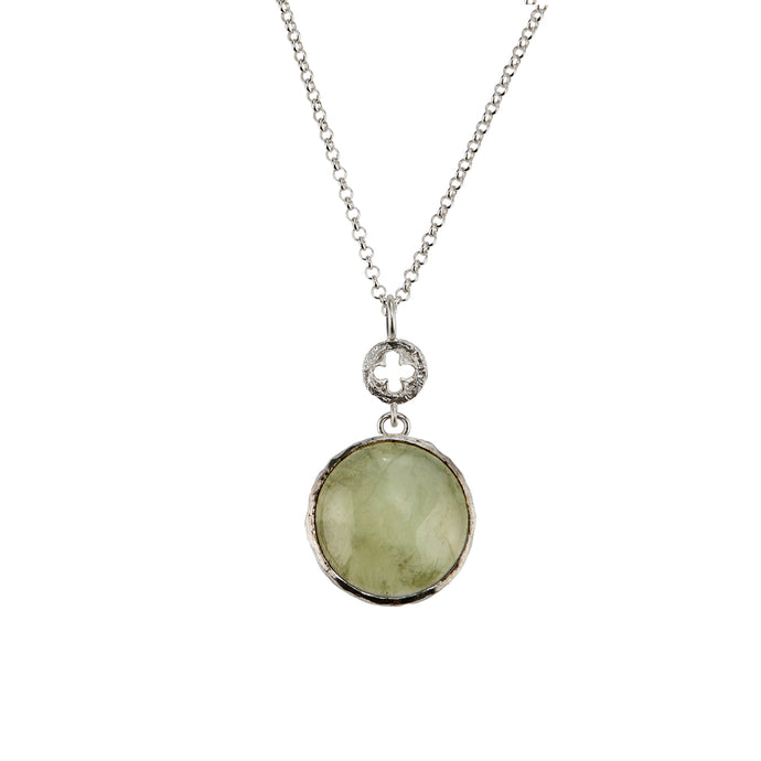 Eucalyptus and Prehnite Silver Pendant