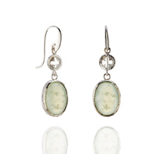 Load image into Gallery viewer, Prehnite and Eucalyptus Drop Earrings