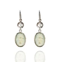 Load image into Gallery viewer, Prehnite and Eucalyptus Drop Earrings