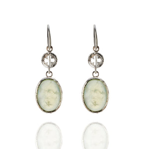 Prehnite and Eucalyptus Drop Earrings