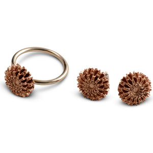 Samara rose gold ring and earring set