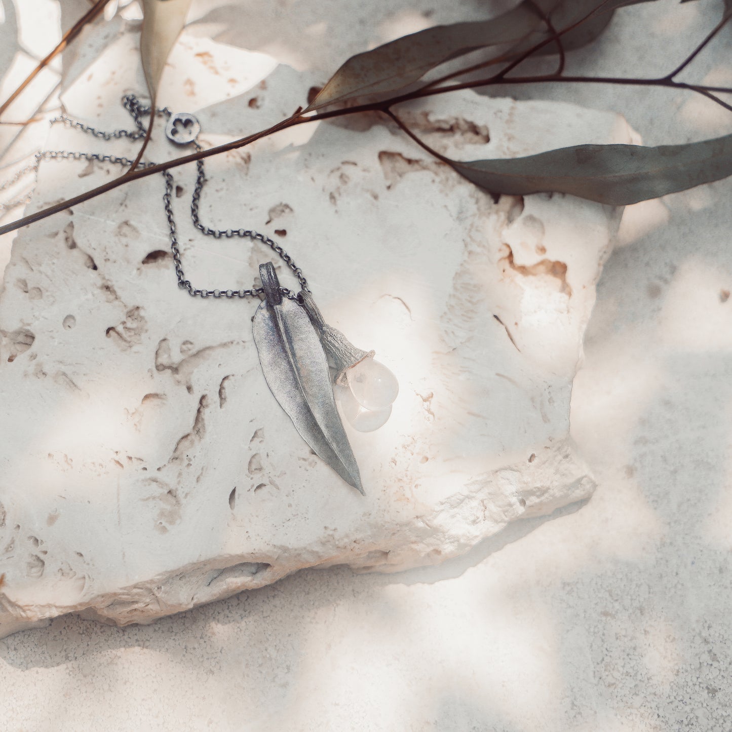 Natura Eucalyptus Silver Charm Necklace